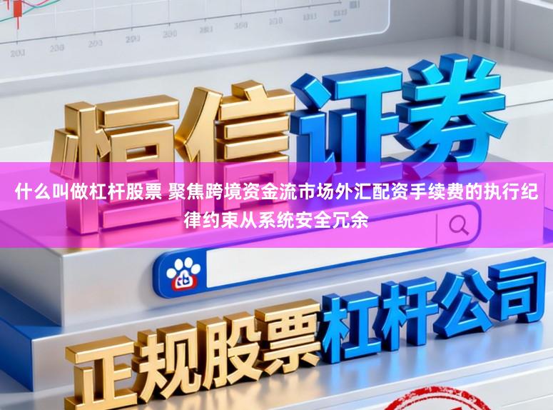 什么叫做杠杆股票 聚焦跨境资金流市场外汇配资手续费的执行纪律约束从系统安全冗余